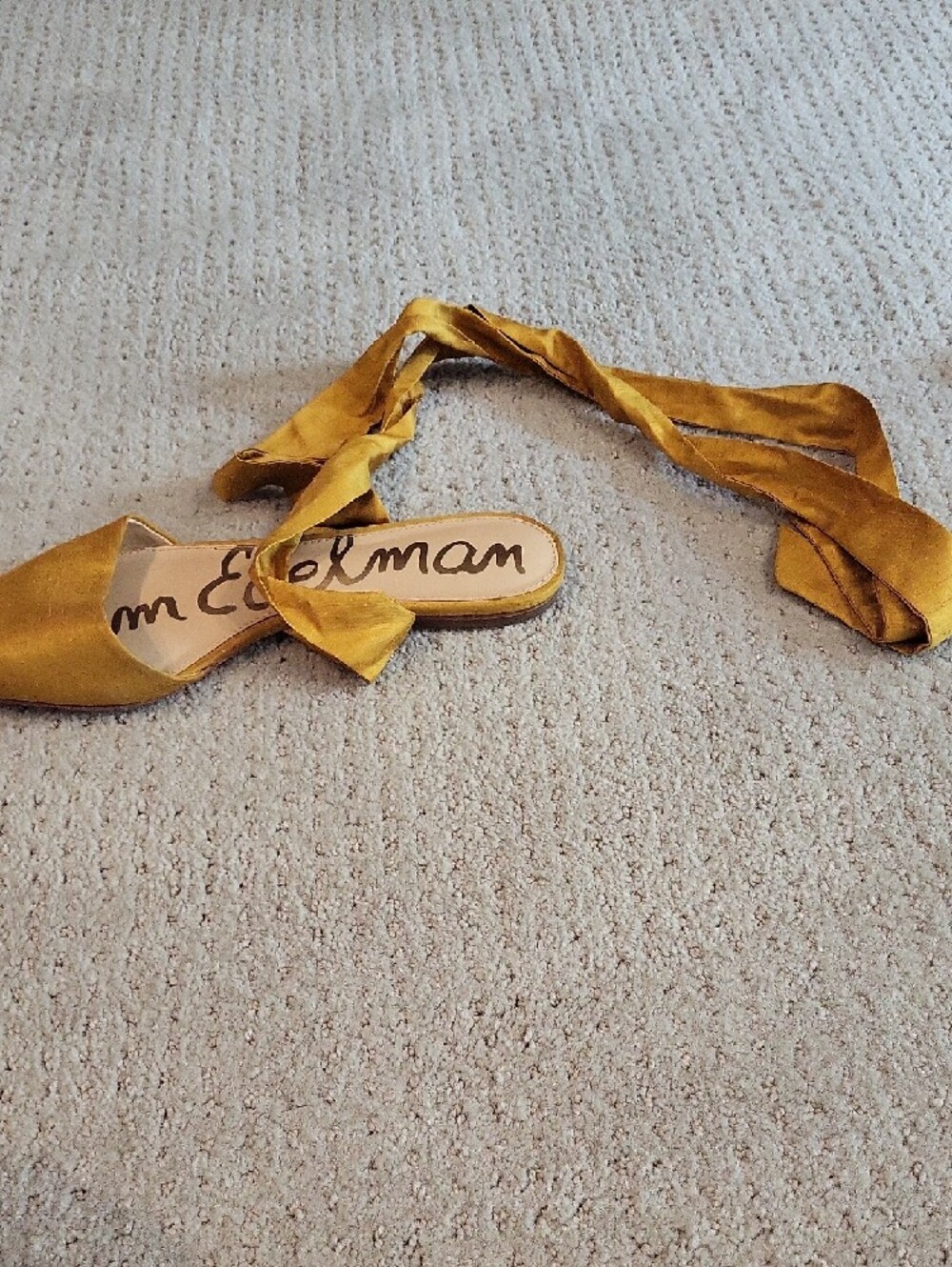 Sam Edelman Golden Yellow Pointed Toe Wrap Flats - Picture 2 of 5